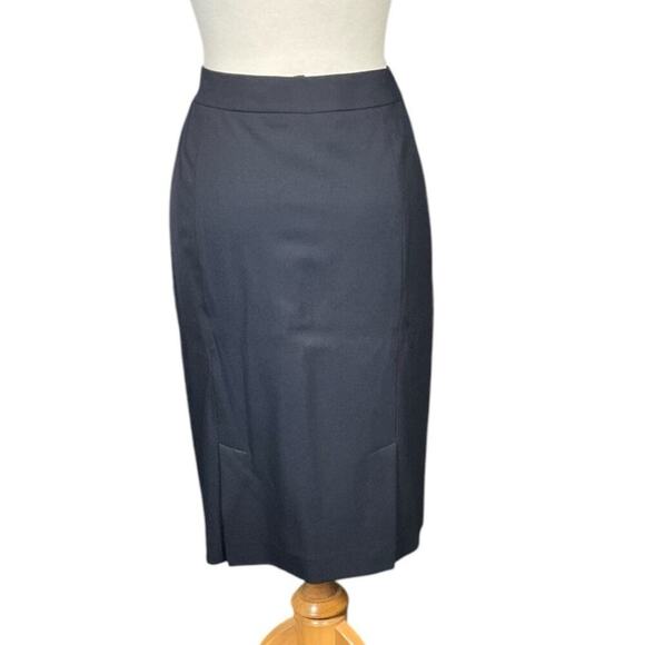 Lafayette 148 New York Navy Blue Pencil Skirt Size 8 Knee Length  Work Wear - Picture 4 of 11